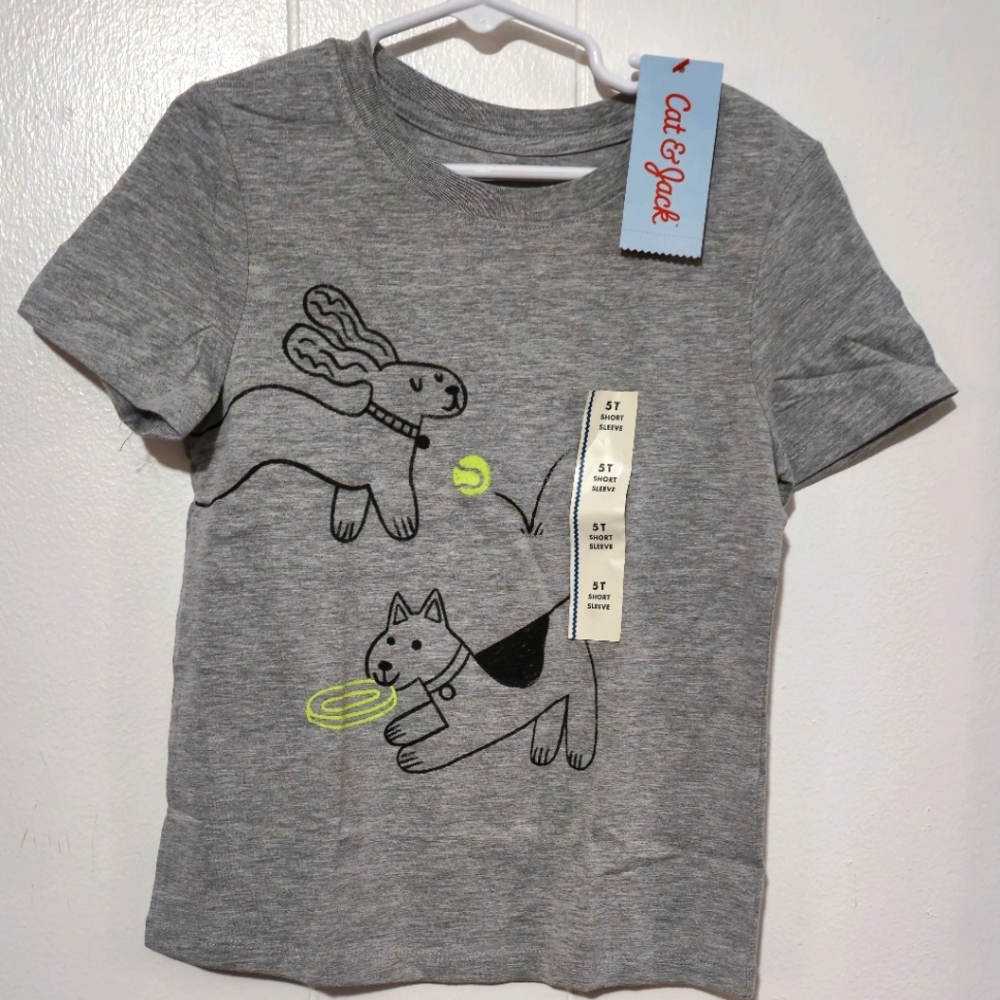 Cat & Jack Gray Kids T-Shirt with Playful Dog Print